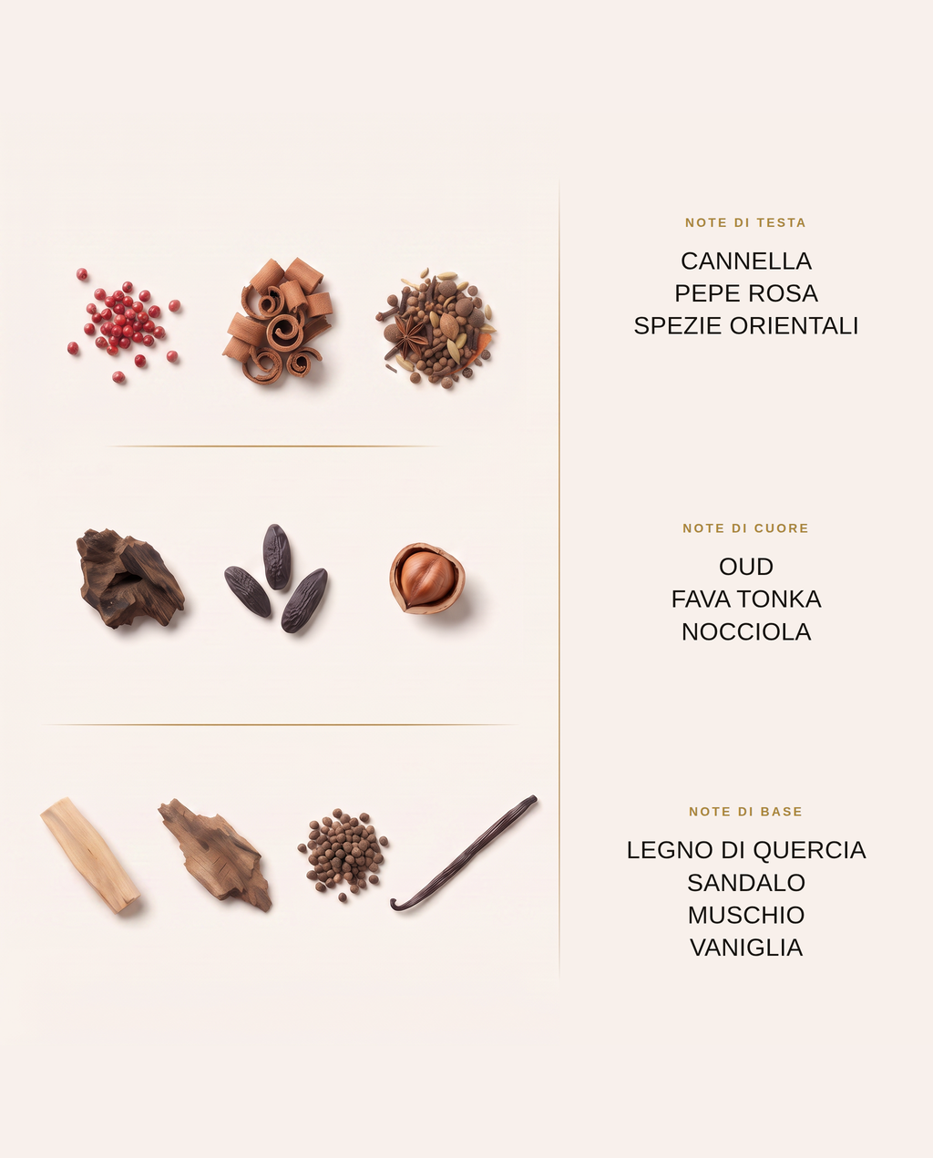 Note olfattive di Golden Oud: pepe rosa, oud e legno di sandalo