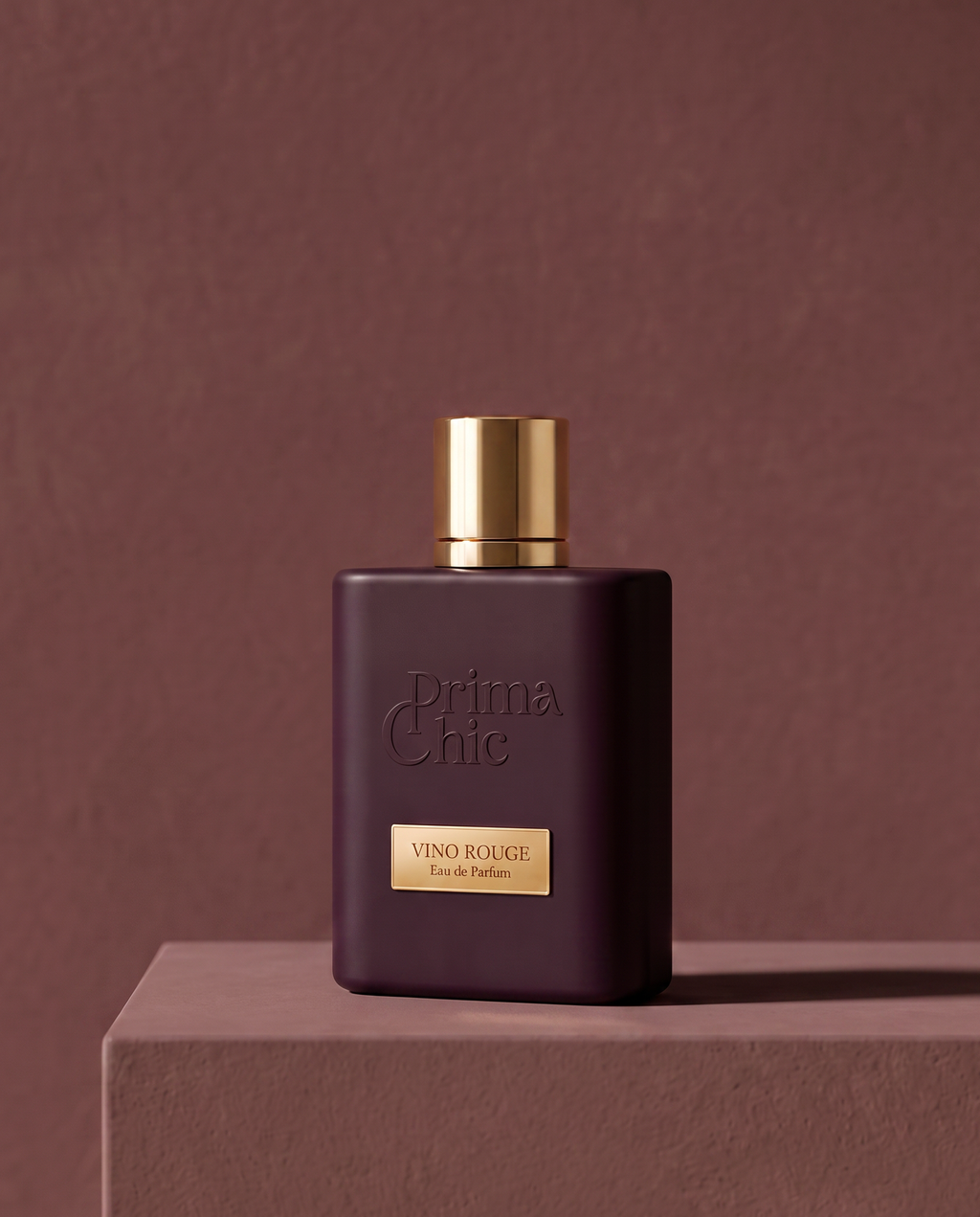 Flacone di Vino Rouge, profumo arabo Prima Chic, in uno scatto editoriale